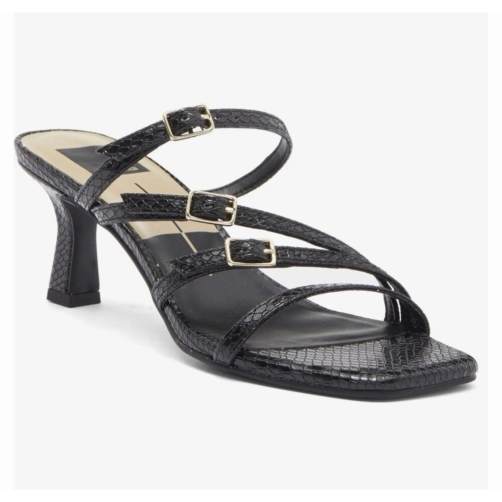 NWOB  Dolce Vita Tahira Snakeskin Embossed Slide Sandal Women Shoes 8.5 Black
